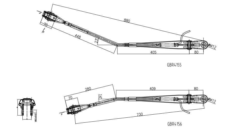 GBR4155（左）、GBR4156（右）R14-單扁桿刮臂